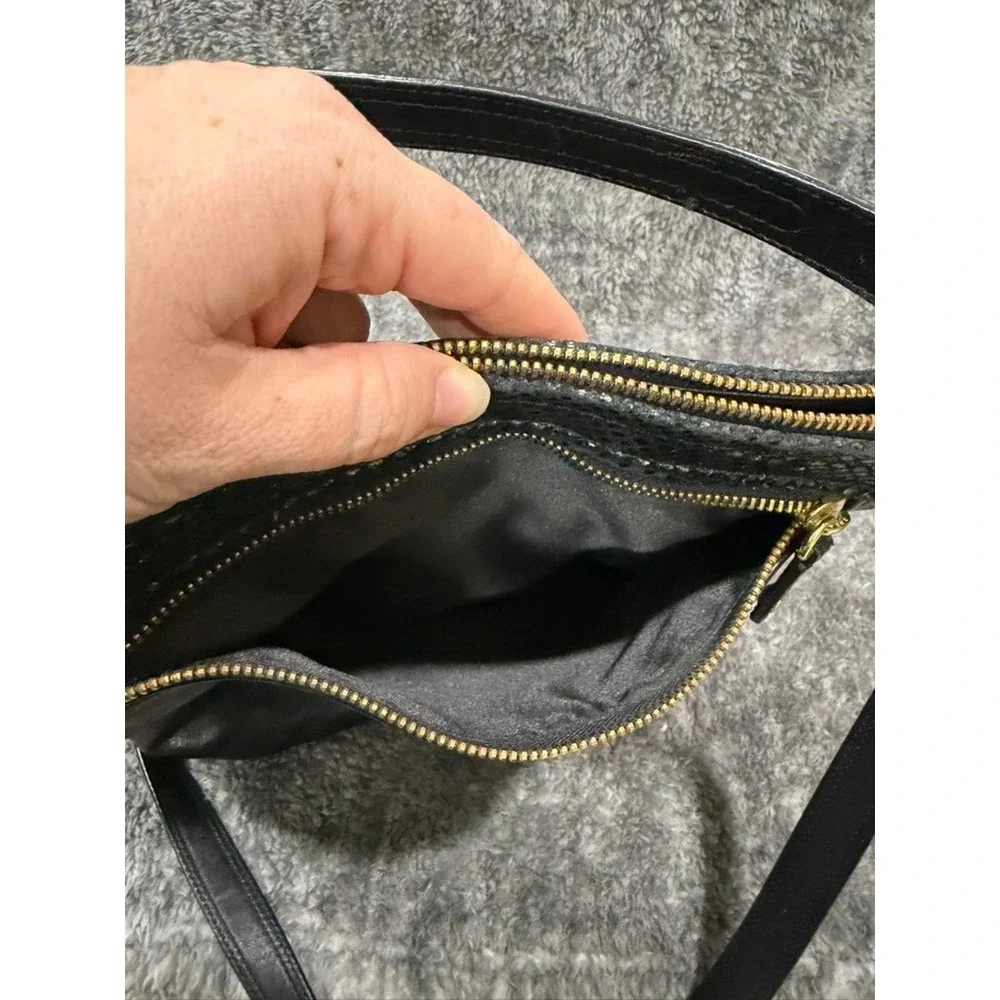 Coach‎ Black Leather Hobo Shoulder Bag Gold Hardware Slouchy Zip Purse